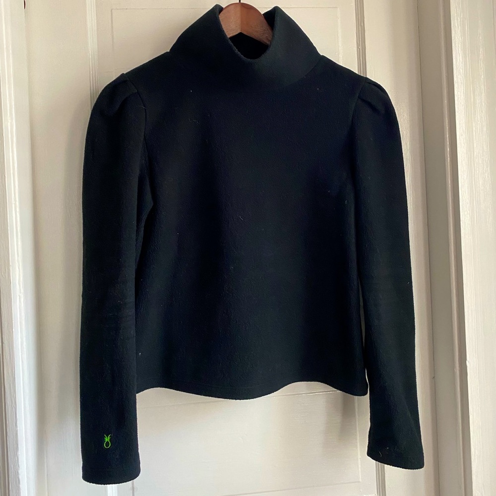 Dudley Stephens | Palmer Puff Sleeve Turtleneck in Vello Fleece (Black)